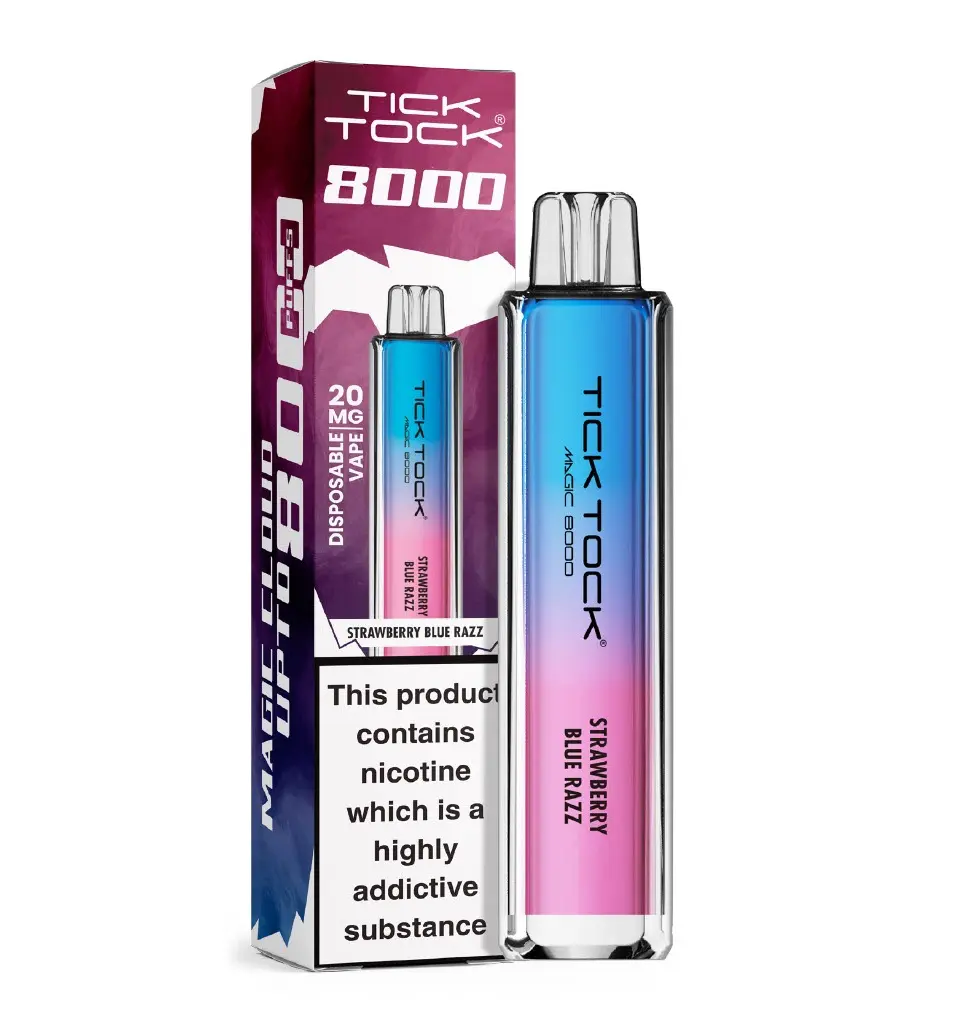 Strawberry Blue Razz Tick Tock Magic 8000 Disposable Vape 20mg