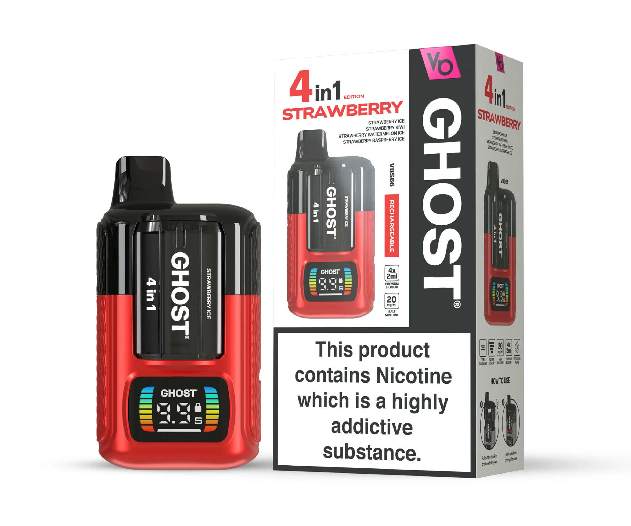  Strawberry Edition (4 in 1) Ghost 4 in 1 Disposable Vape  