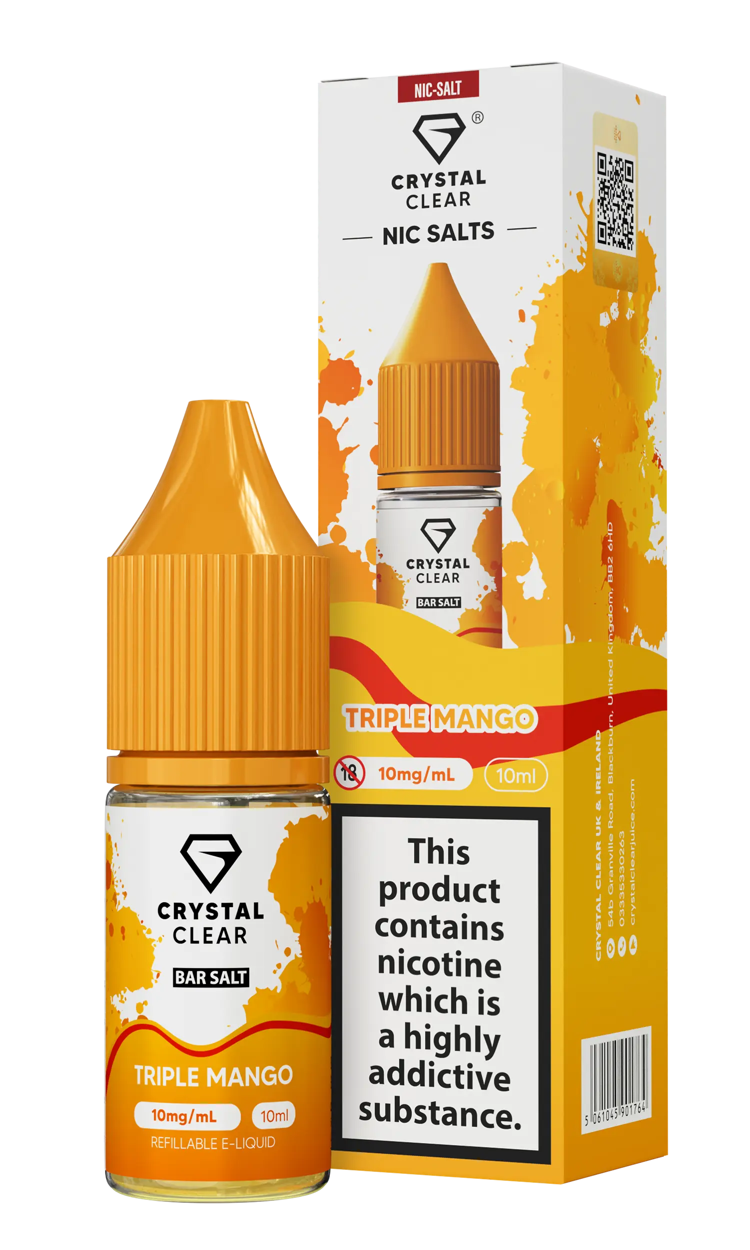 Triple Mango Nic Salt E-Liquid by Crystal Clear Bar Salts 10ml