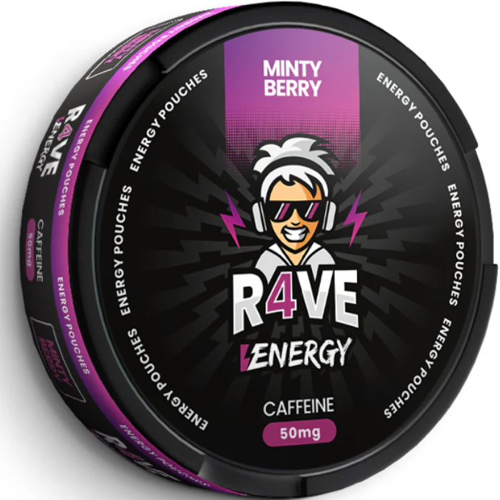  Minty Berry Caffeine Nicotine Pouches by R4VE 50mg 