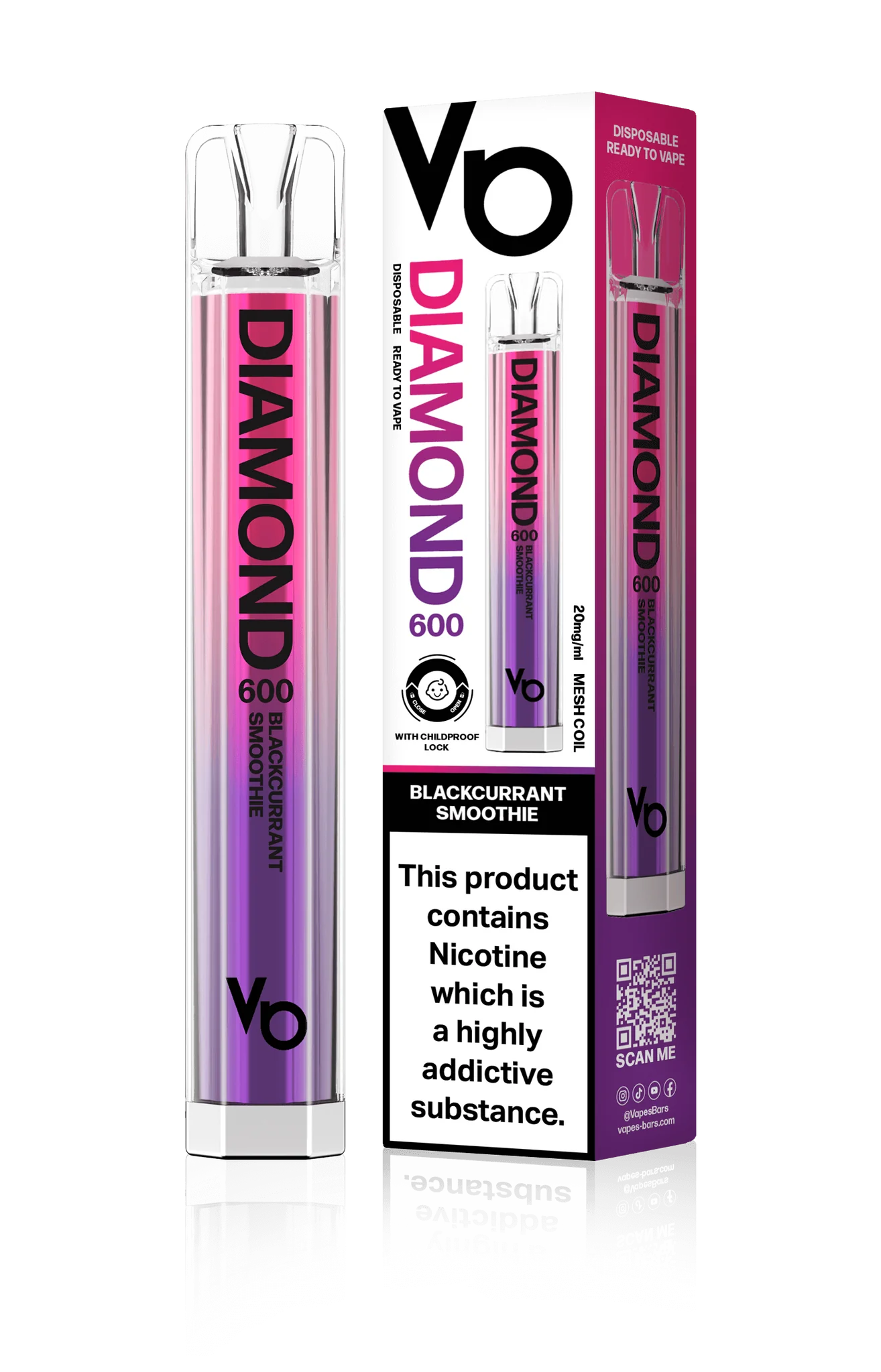  Vapes Bar Diamond Disposable Pen - 20mg - Blackcurrant Smoothie 