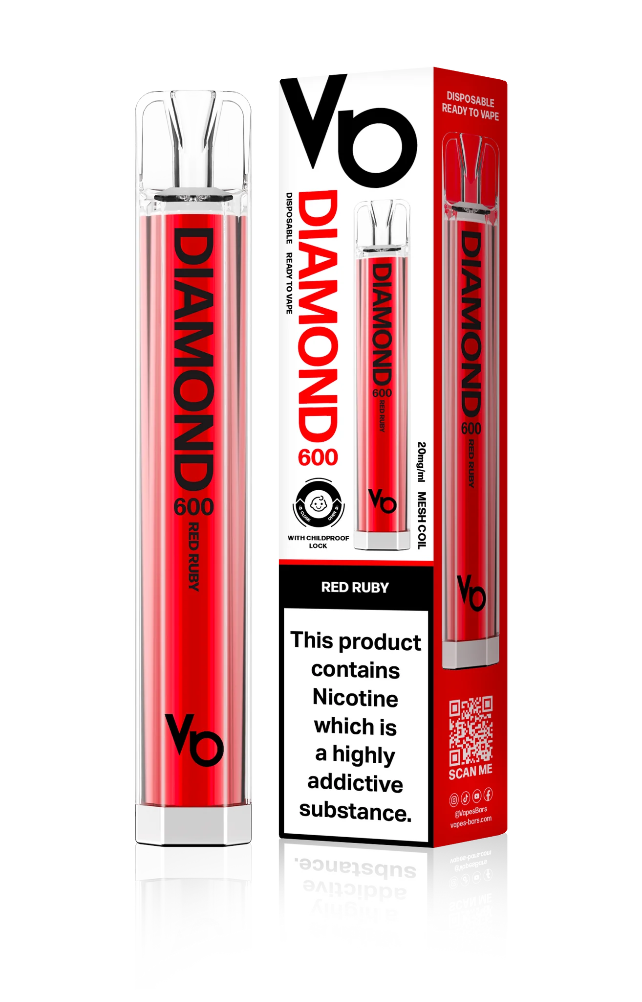  Vapes Bar Diamond Disposable Pen - 20mg - Red Ruby 