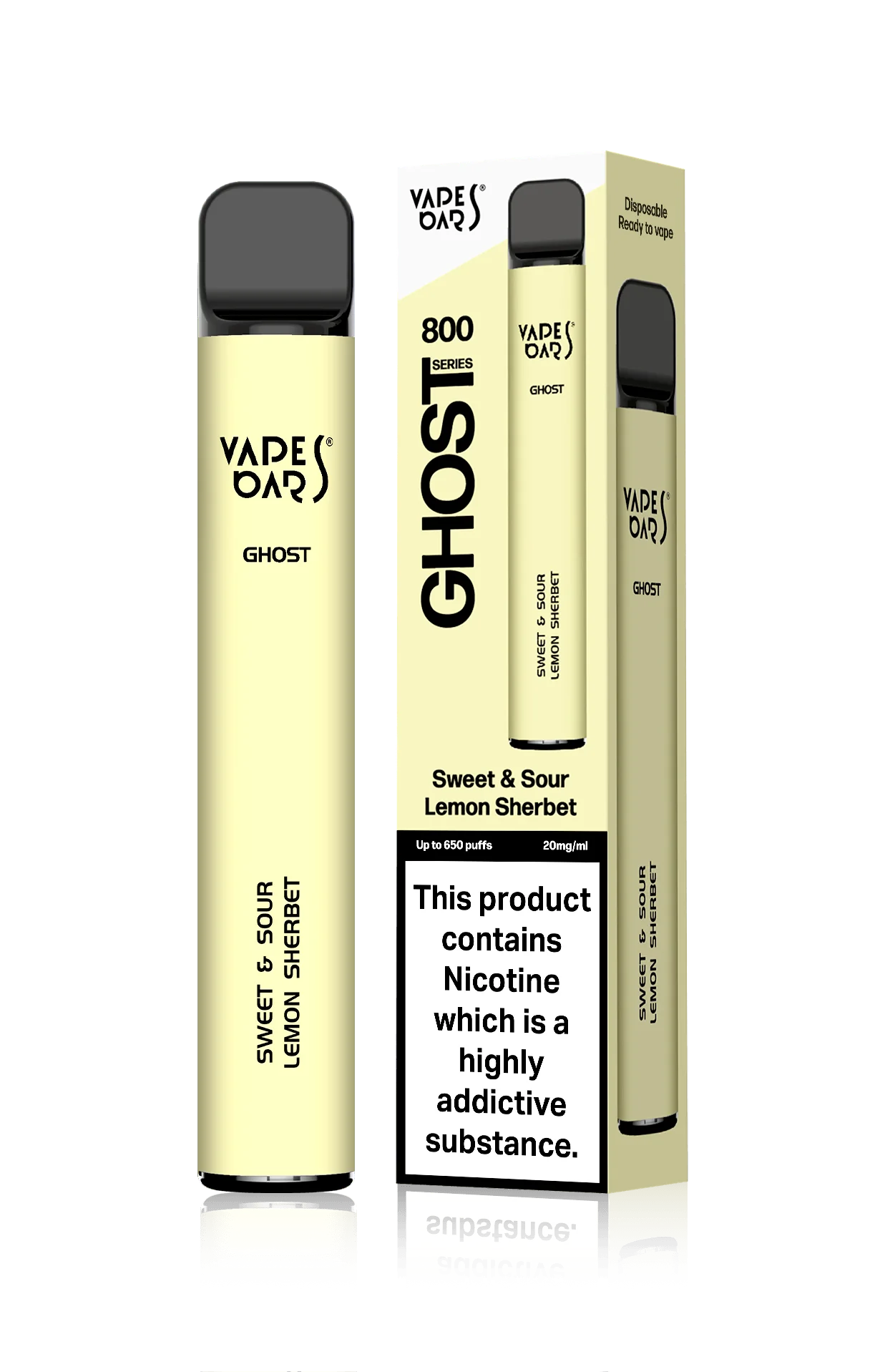  Sweet & Sour Lemon | Vapes Bars Ghost 800 Series Disposable Pen - 20mg | 650 Puffs 