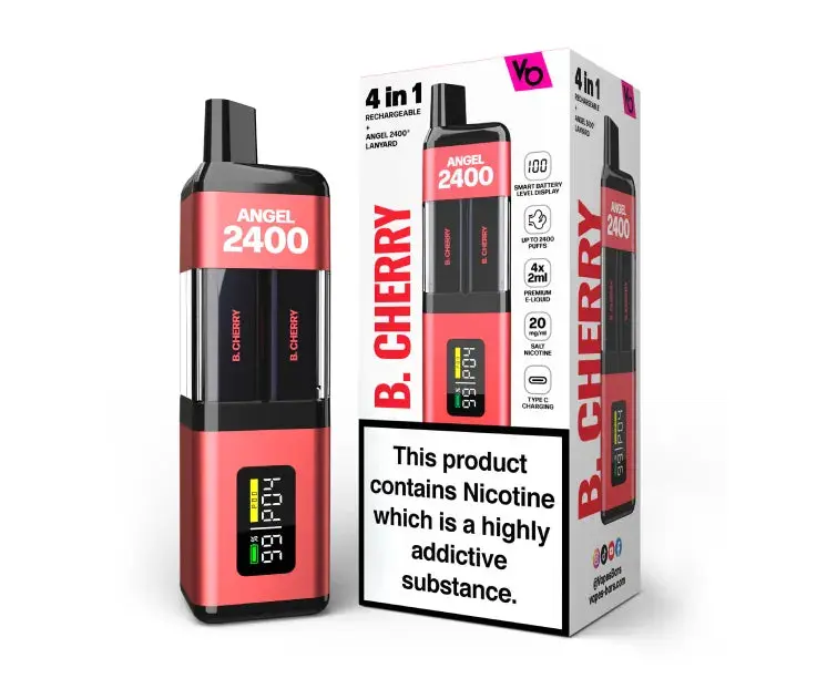  B.Cherry Angel 2400 Rechargeable Disposable Vape by Vapes Bars 20mg 