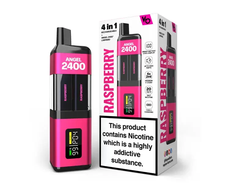 Raspberry Angel 2400 Rechargeable Disposable Vape by Vapes Bars 20mg