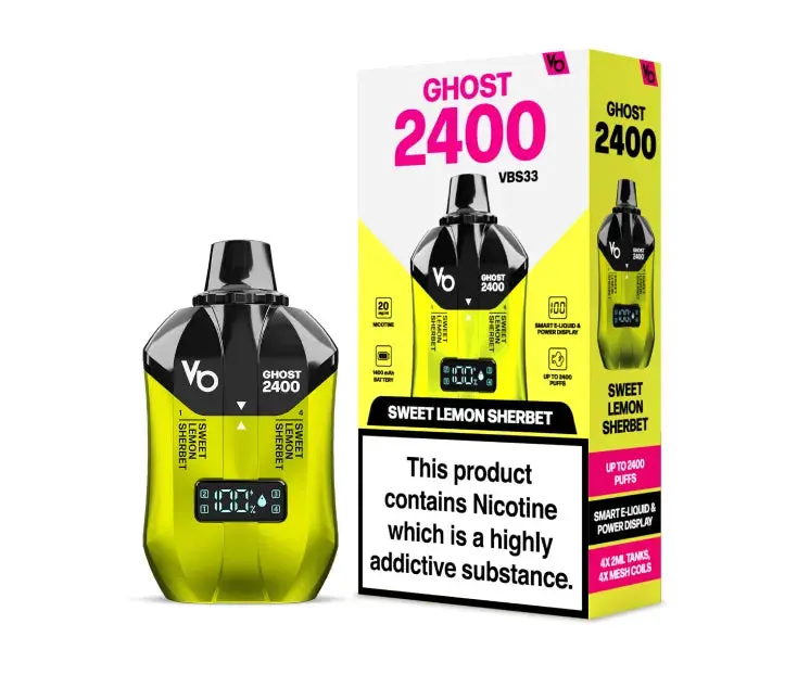 Sweet Lemon Sherbet Ghost 2400 4 in 1 Disposable Vape 20mg