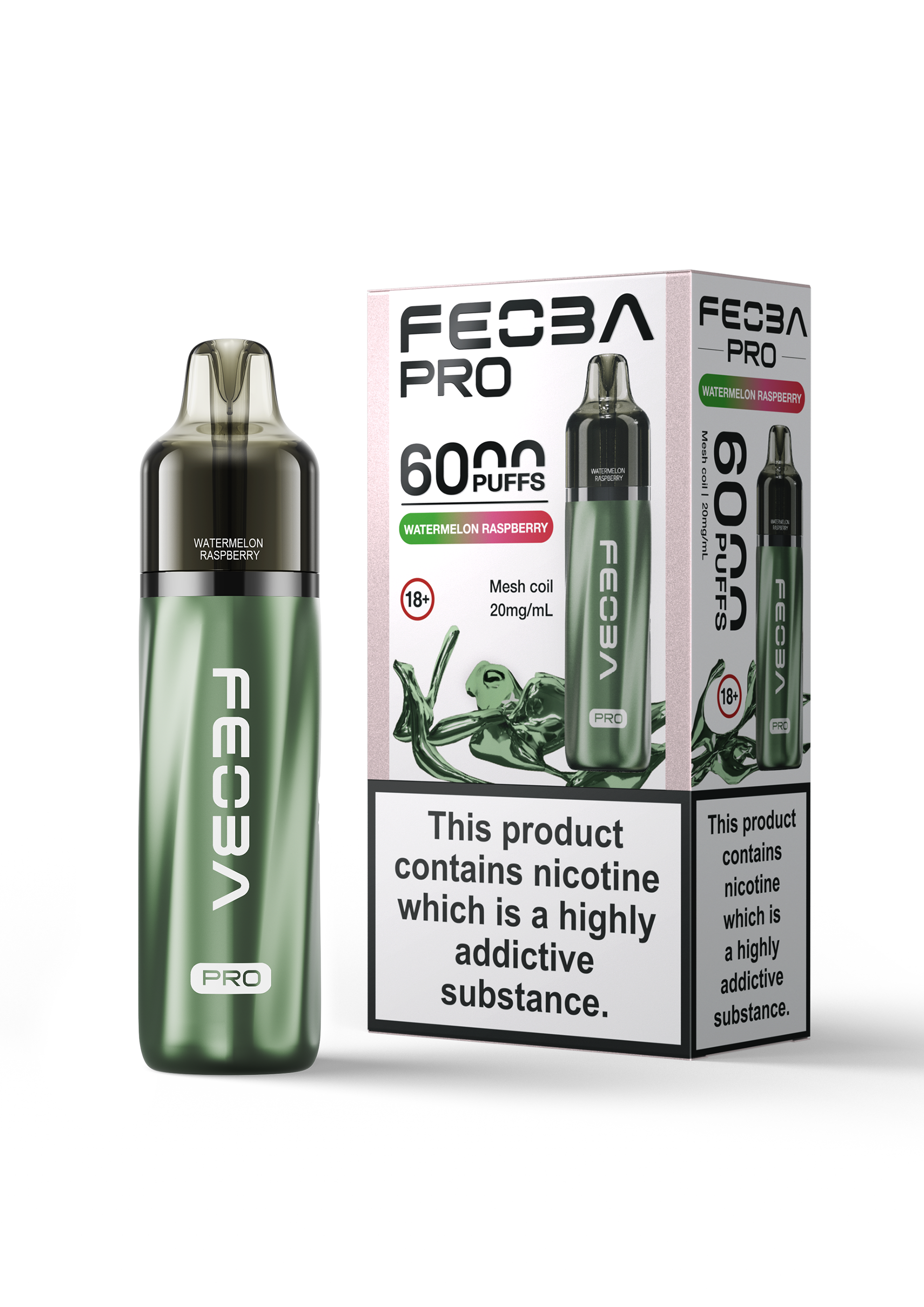 Watermelon Raspberry Feoba Pro 6000 Disposable Vape 20mg