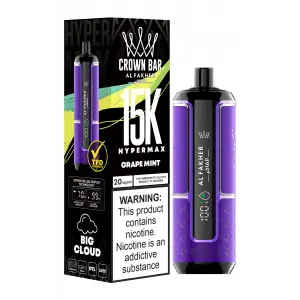 Grape Mint Al Fakher Crown Bar 15K Hypermax Disposable Vape Kit