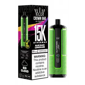 Blue Razz Lemonade Al Fakher Crown Bar 15K Hypermax Disposable Vape Kit