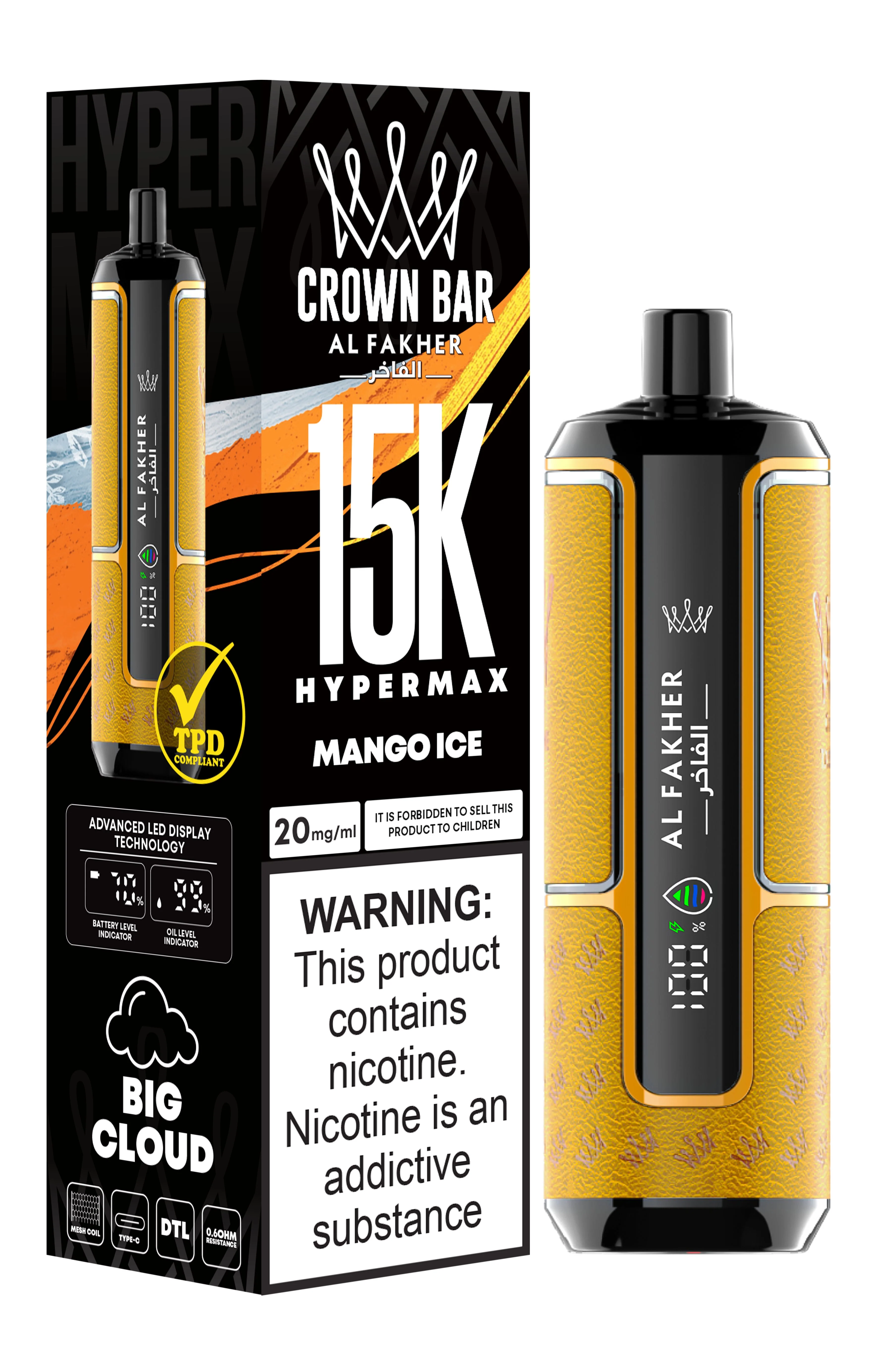  Mango Ice Al Fakher Crown Bar 15K Hypermax Disposable Vape Kit 