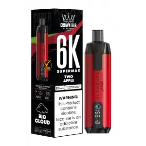 Two Apple Al Fakher Crown Bar 6K Supermax Disposable Vape Kit