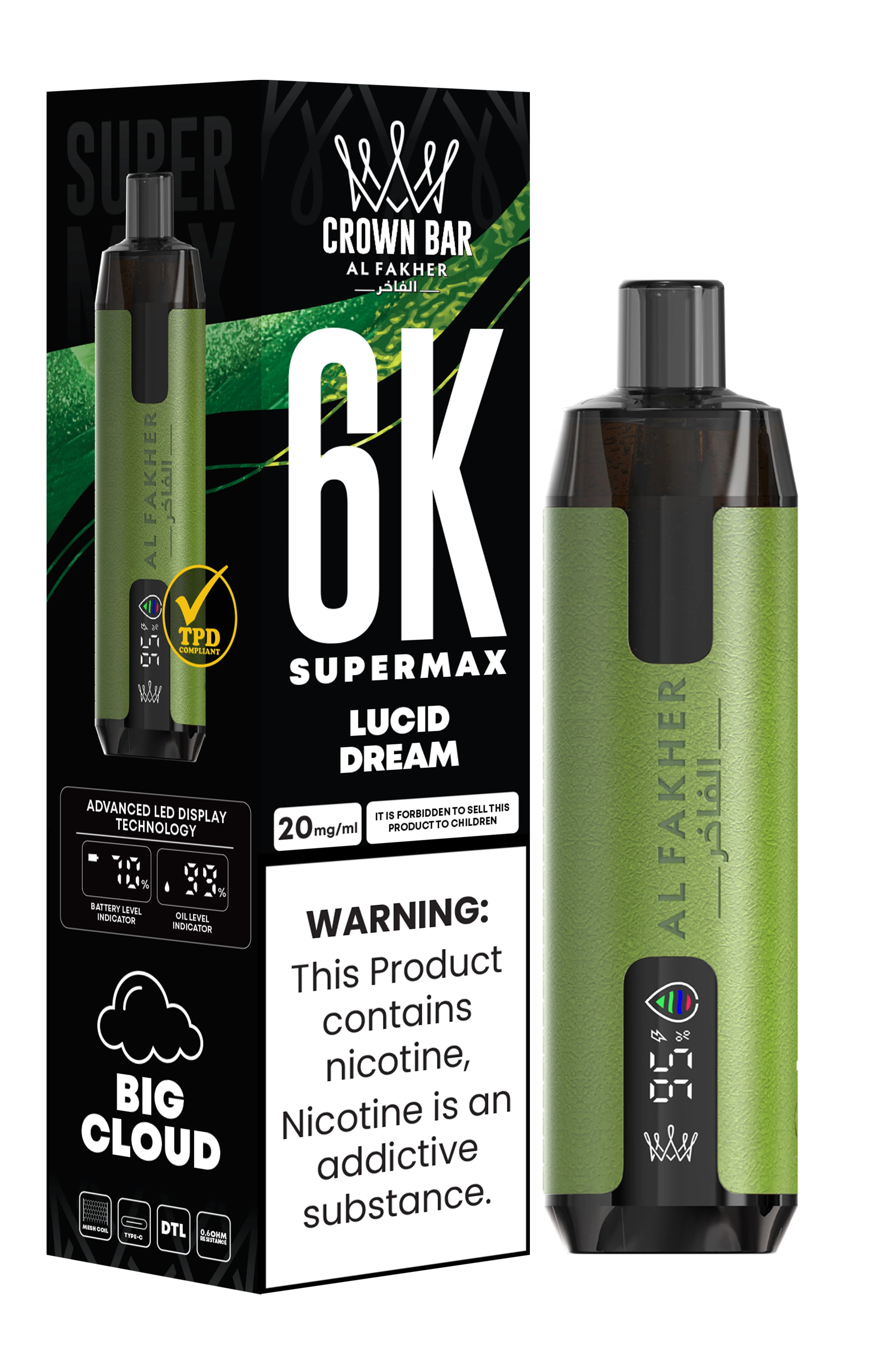  Lucid Dream Al Fakher Crown Bar 6K Supermax Disposable Vape Kit 