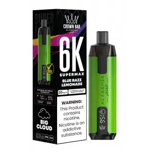 Blue Razz Lemonade Al Fakher Crown Bar 6K Supermax Disposable Vape Kit