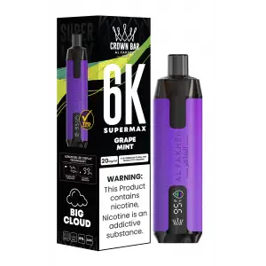 Grape Mint Al Fakher Crown Bar 6K Supermax Disposable Vape Kit  