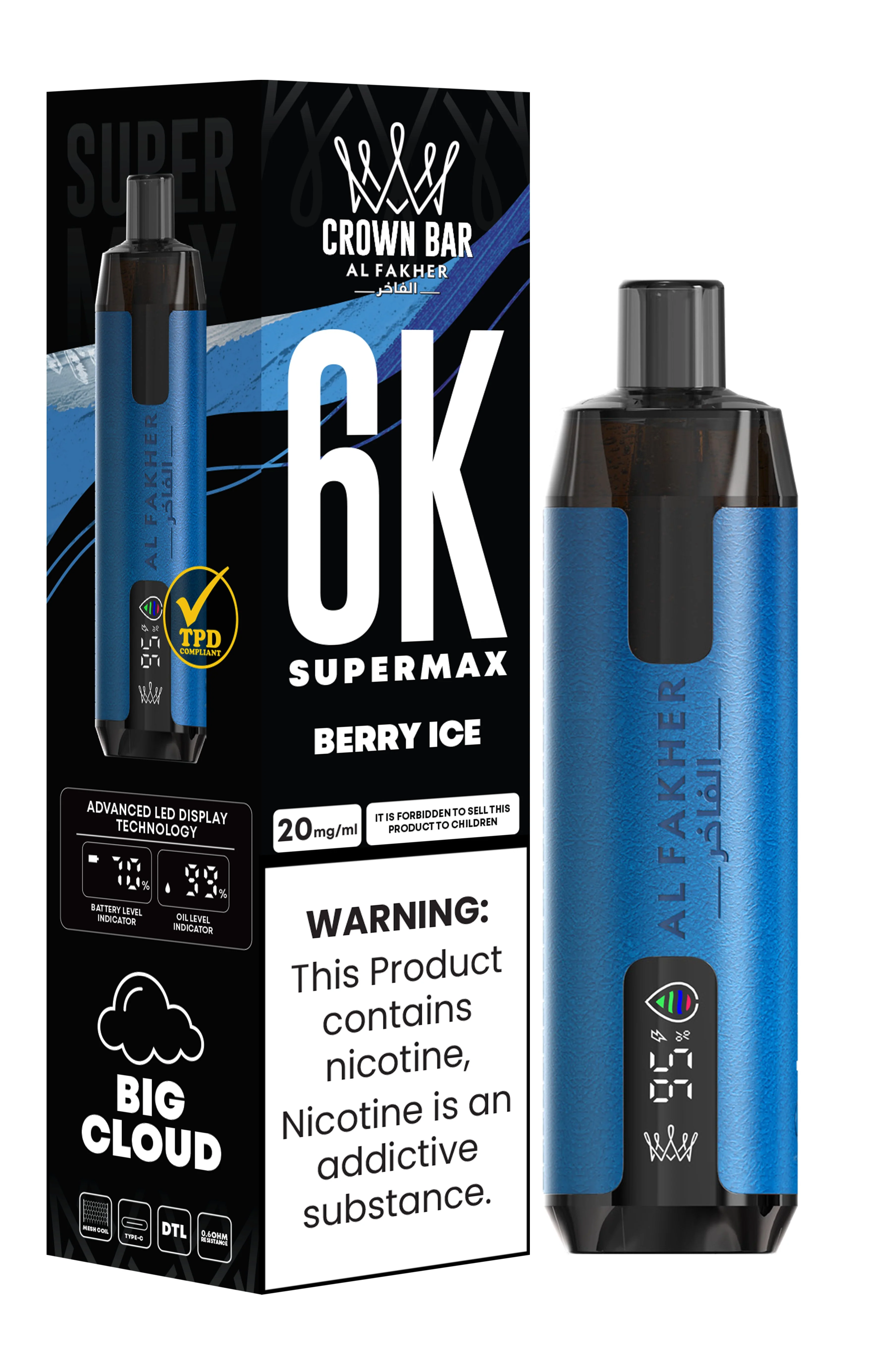  Berry Ice Al Fakher Crown Bar 6K Supermax Disposable Vape Kit  