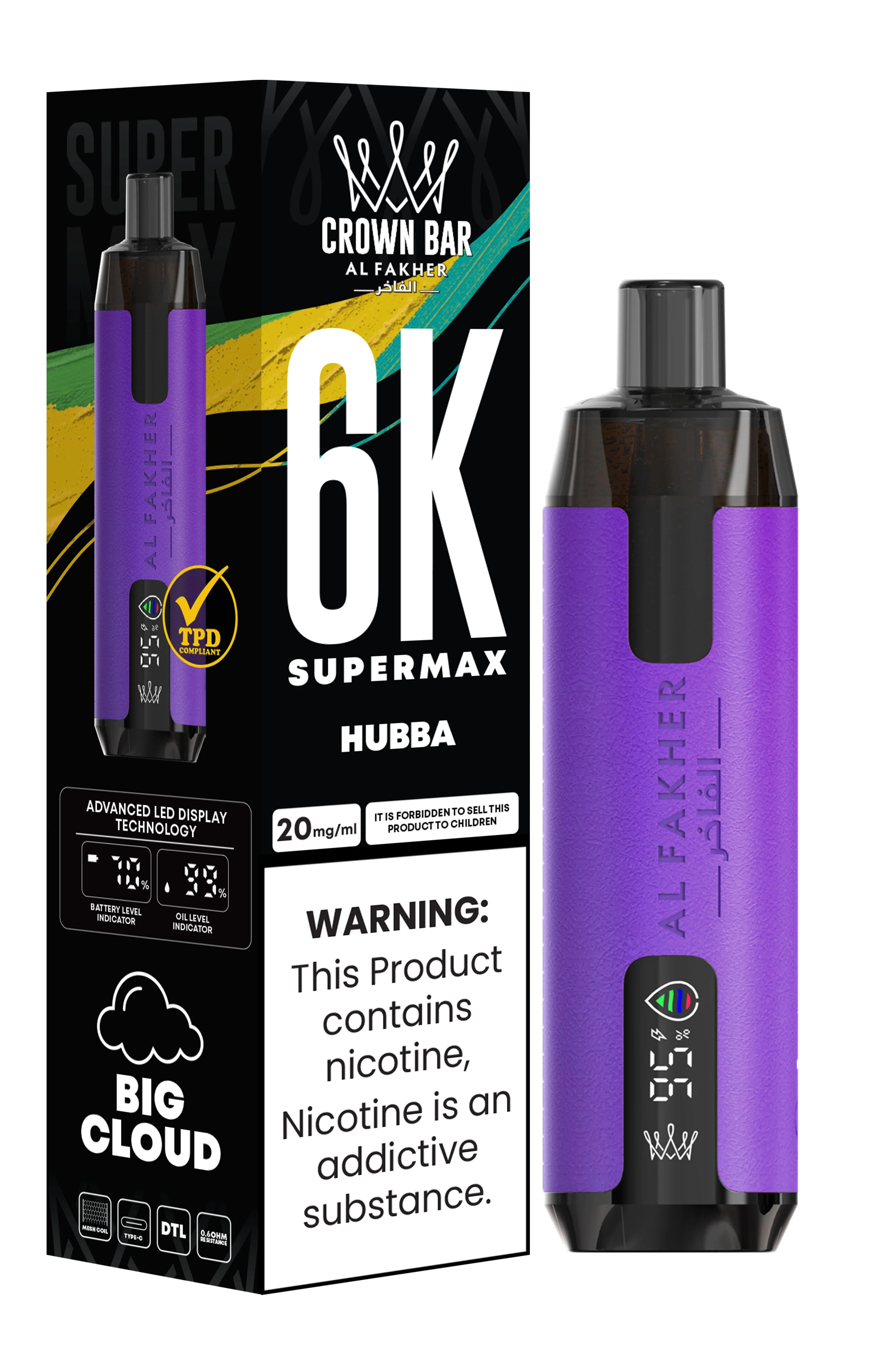  Hubba Al Fakher Crown Bar 6K Supermax Disposable Vape Kit 