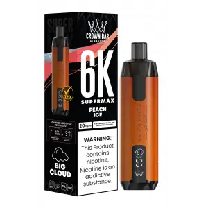 Peach Ice Al Fakher Crown Bar 6K Supermax Disposable Vape Kit