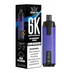 Blueberry Gum Al Fakher Crown Bar 6K Supermax Disposable Vape Kit