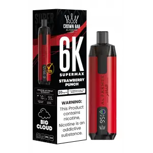 Strawberry Punch Al Fakher Crown Bar 6K Supermax Disposable Vape Kit