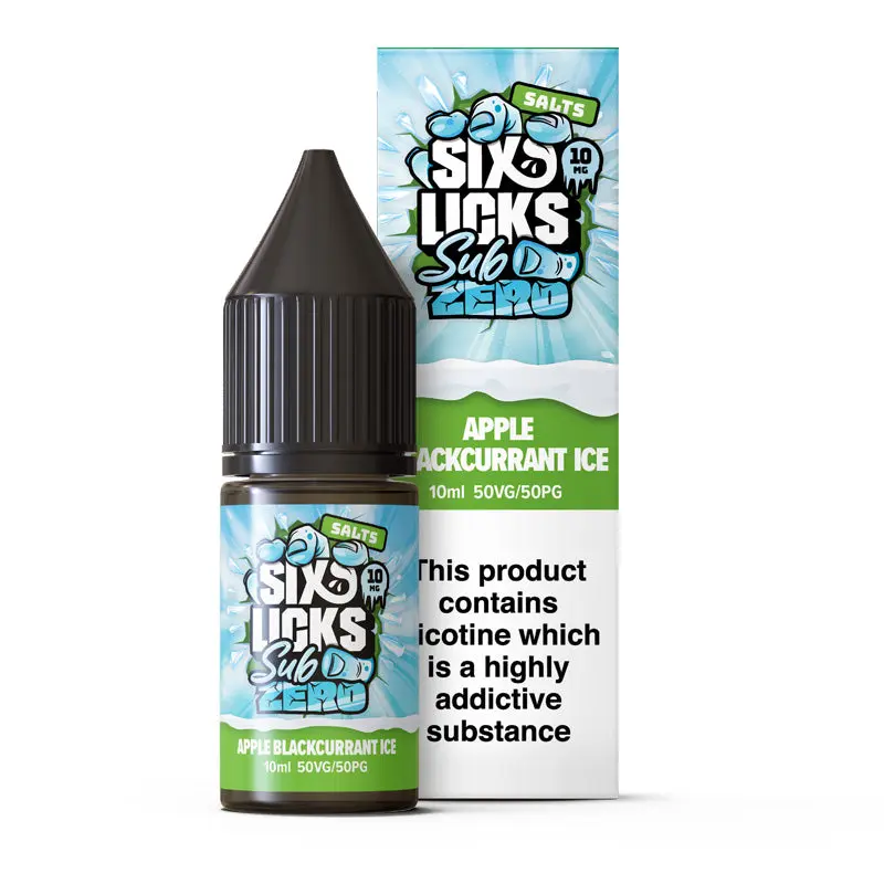 Apple Blackcurrant Ice Nic Salt E-Liquid by Six Licks Sub Zero Salts 10ml