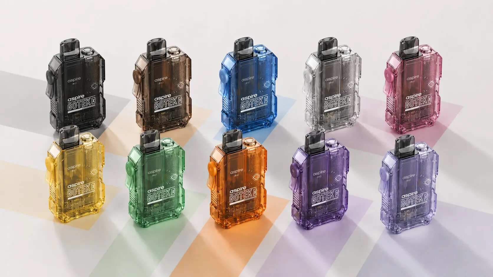 Aspire Gotek X Pod Kit available in multiple transparent colour options