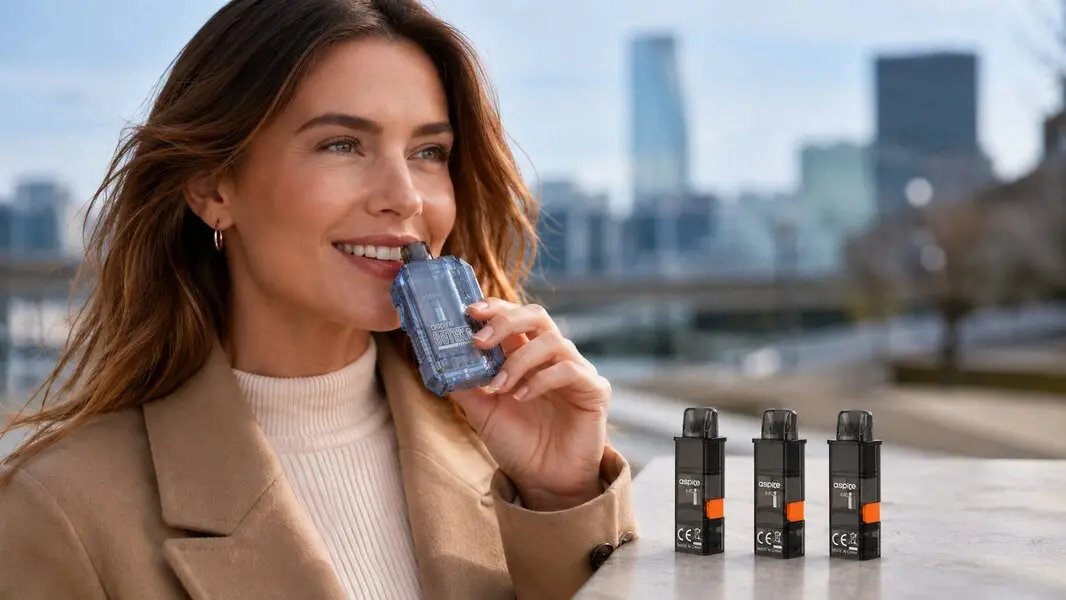 Adult vaper using Aspire Gotek X Replacement Pods outdoors