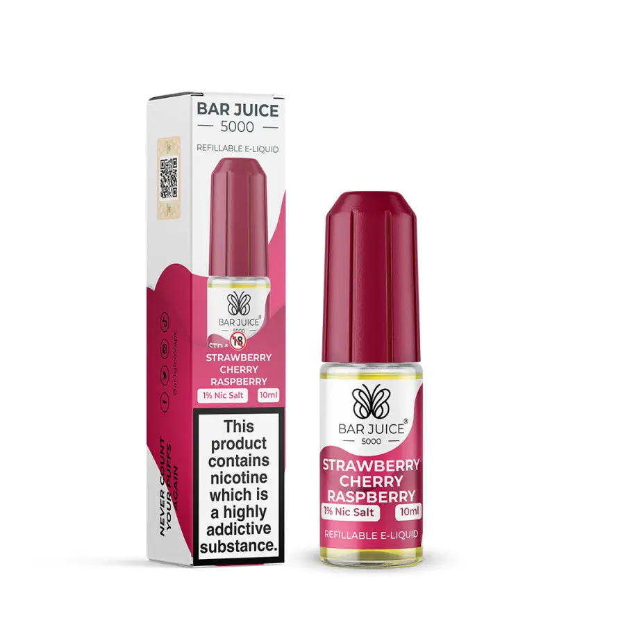 Strawberry Cherry Raspberry Nic Salt E-Liquid by Bar Juice 5000 Salts 10ml