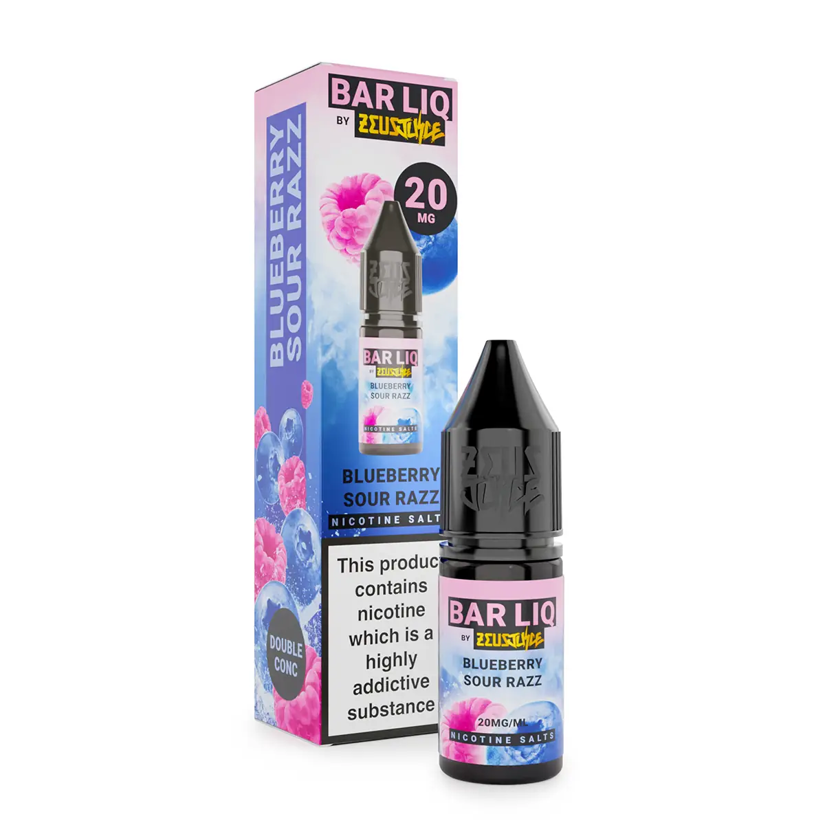 Blueberry Sour Razz Bar Liq Nic Salt E-Liquid by Zeus Juice 10ml