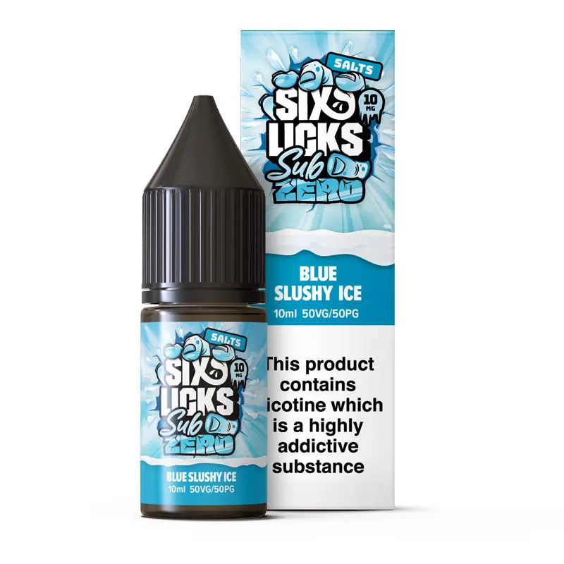  Blue Slush Ice Nic Salt E-Liquid by Six Licks Sub Zero Salts 10ml 