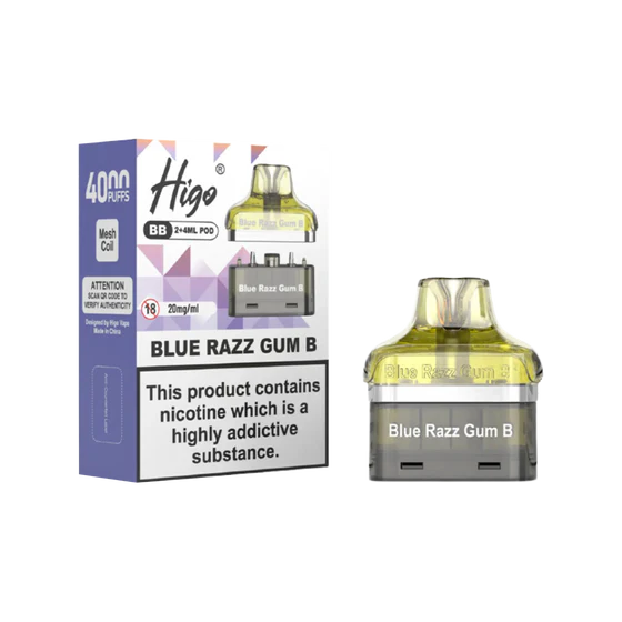 Blue Razz Gum B Higo BB 4000 Prefilled Pod