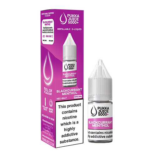  Blackcurrant Menthol Nic Salt E-Liquid by Pukka Juice 5000 10ml 