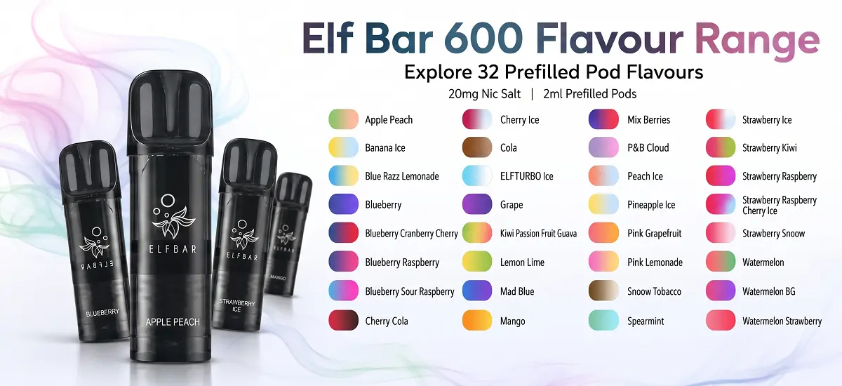 Elf Bar 600 Prefilled Pods Flavour Range