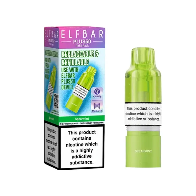 Spearmint Elf Bar Plus 50 Prefilled Pods