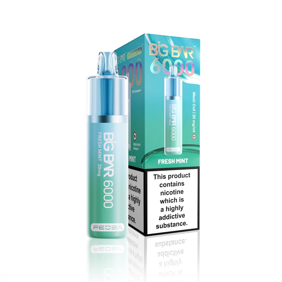 Fresh Mint Feoba Big Bar 6000 Puffs Disposable Vape 20mg