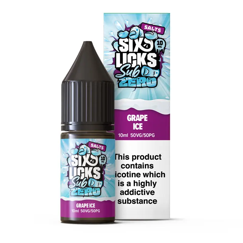  Grape Ice Nic Salt E-Liquid by Six Licks Sub Zero Salts 10ml 