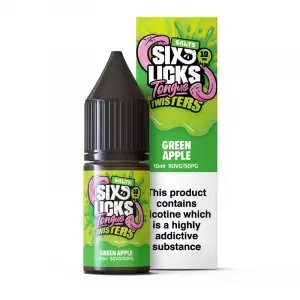 Green Apple Nic Salt E-Liquid by Six Licks Tongue Twisters Salts 10ml