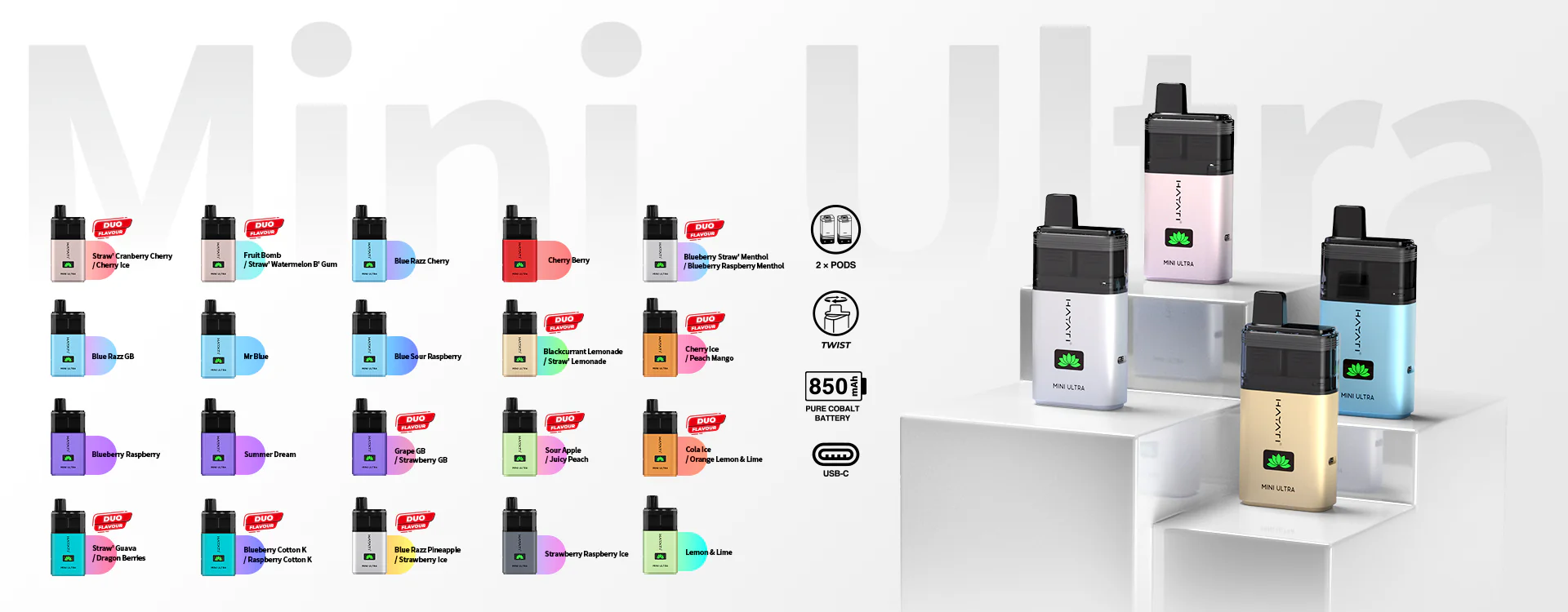 Hayati Mini Ultra 1500 Kit Flavours