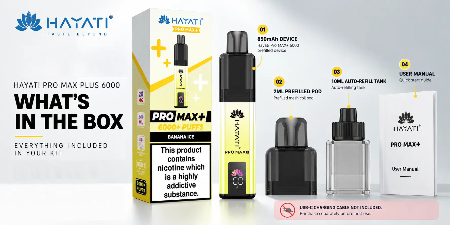 Hayati Pro Max Plus 6000 Kit Pack Content