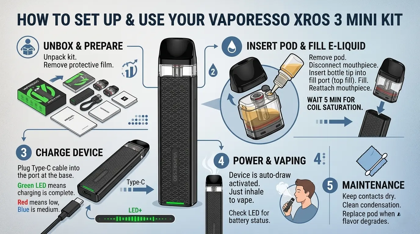 How To Set Up And Use The Vaporesso Xros 3 Mini Kit