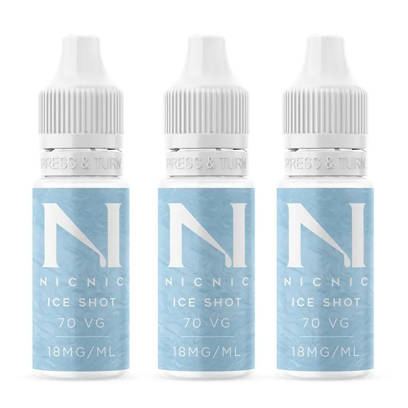  10 x 10ml Nic Nic Ice Cool Nicotine Shots - 18mg/ml - 70VG/30PG 