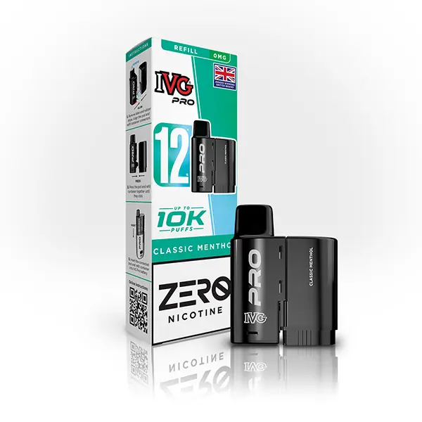 0mg vape Classic Menthol IVG Pro 12 Pods 0mg