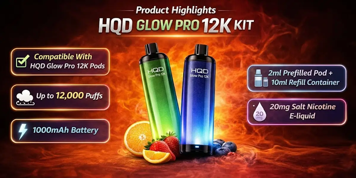 Key Features of HQD Glow Pro 12K Prefilled Kit