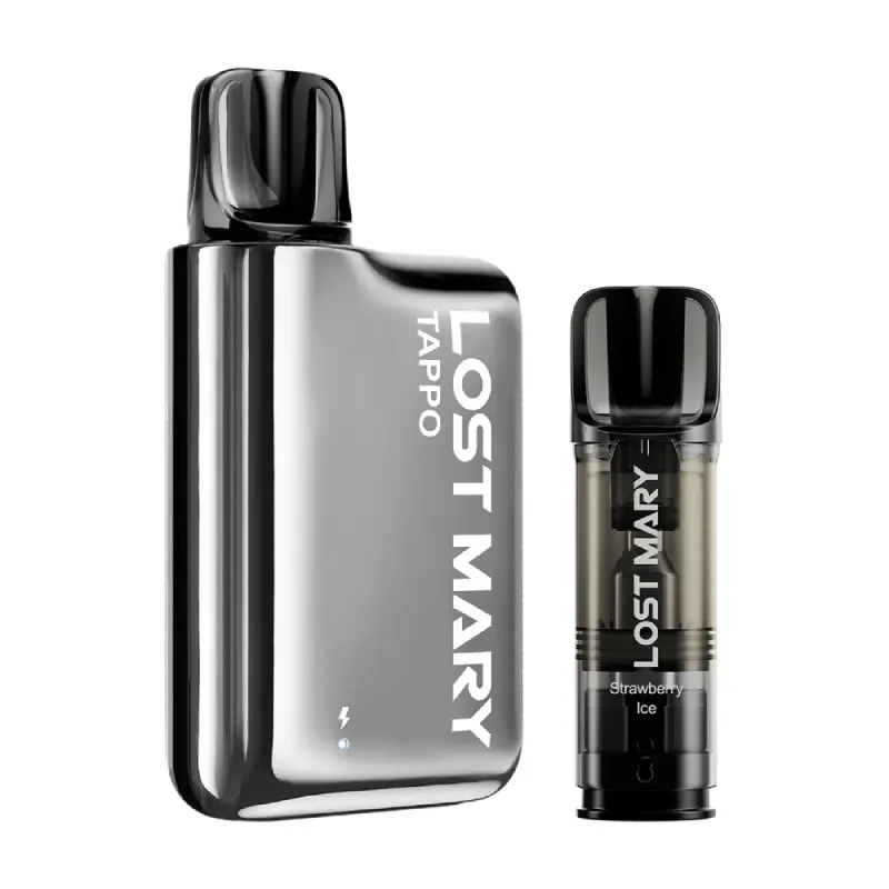  Lost Mary Tappo Prefilled Pod Kit - Silver Stainless Steel | Strawberry Ice 