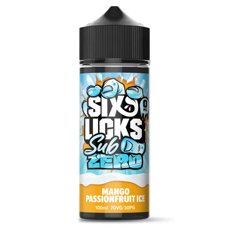  Six Licks Sub Zero Eliquid - Mango Passionfruit Ice - 100ml 