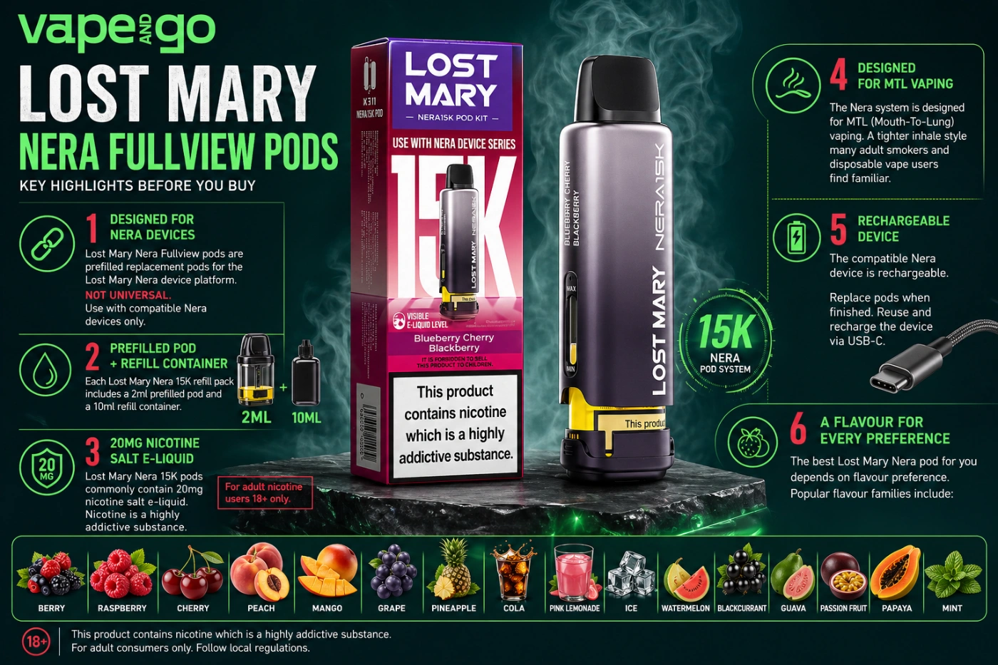 Lost Mary Nera 15K Fullview Pods