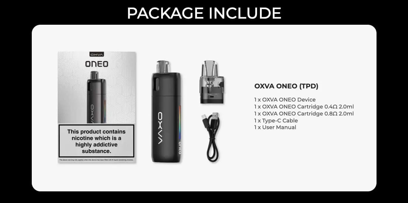 OXVA ONEO Vape Kit Contents