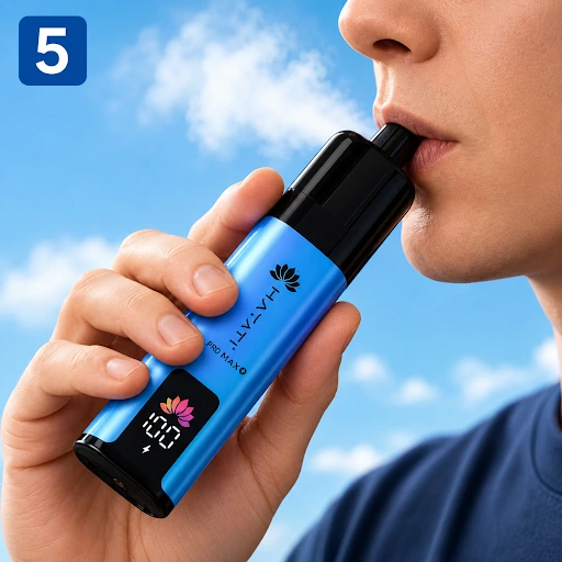 Person vaping from the Hayati Pro Max Plus 6000
