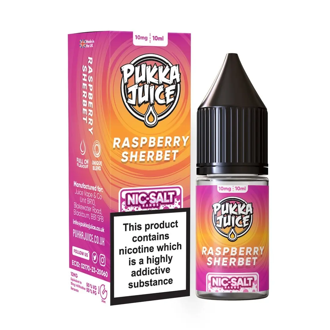  Raspberry Sherbet Nic Salt E-liquid by Pukka Juice 10ml 