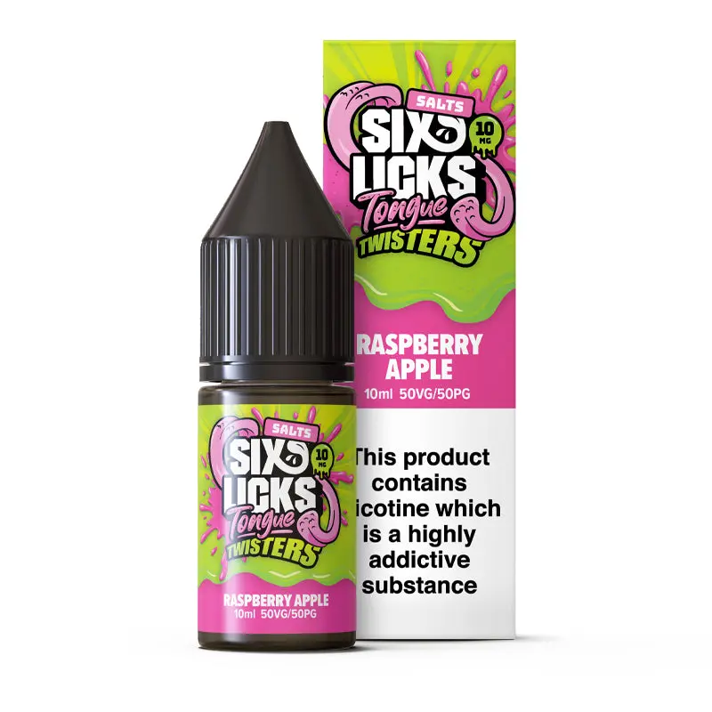 Raspberry Apple Nic Salt E-Liquid by Six Licks Tongue Twisters Salts 10ml