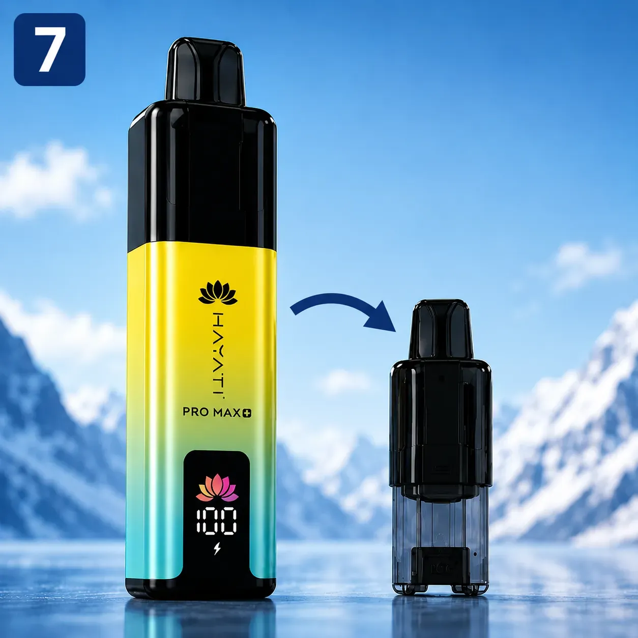 Replacing the empty pod and refill container with a new compatible Hayati Pod